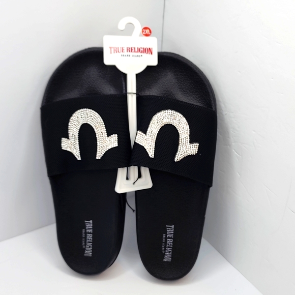 TRUE RELIGION WOMENS FLIP FLOPS/SANDALS BLACK, SIZE 10/41 - Picture 1 of 10